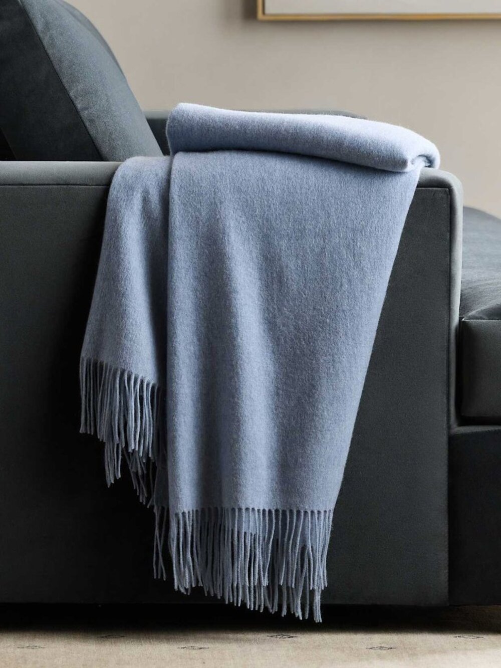 Mongolian Cashmere Throw* in Faded Denim